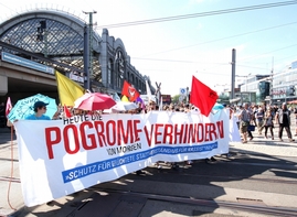 Demonstrace na podporu uprchlíků v saských Drážďanech.