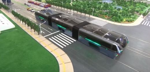 Model čínského takzvaného tranzitního zvýšeného autobusu.