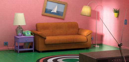 Rekreace obývacího pokoje ze Simpsonových.
