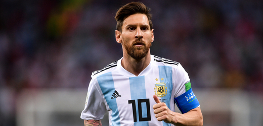 Fotbalista Lionel Messi v argentinském národním dresu.